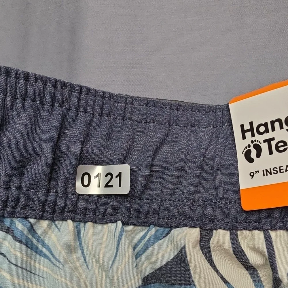 Hang Ten Men's XXL Blue White Floral Swim Shorts 9